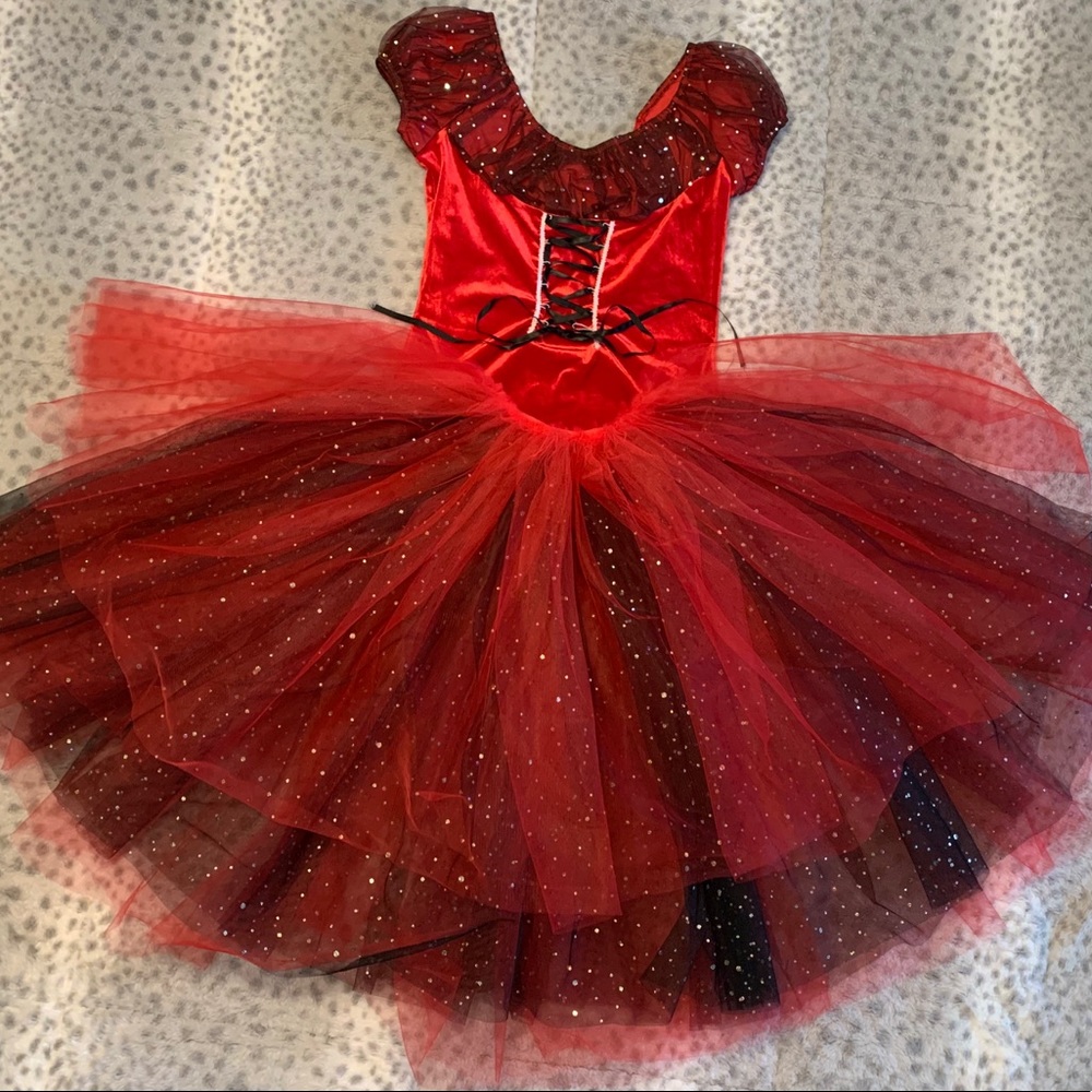 Very full tulle tutu with velour bodysuit.